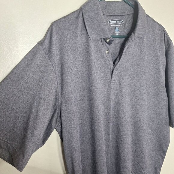 Pebble Beach Collared Polo Shirt Performace Mens Medium Golf Gray Short Sleeve - Picture 4 of 7